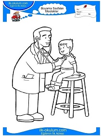 Çocuklar İçin Doktor Boyama Sayfaları 